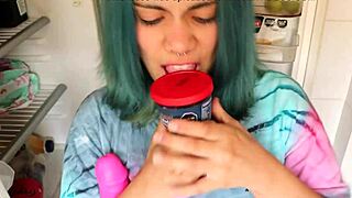 These include; Amateur Latina comes good when she takes a big dildo into her mouth and starts sucking bas