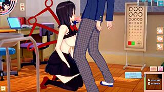 Asian gets a good handjob and blowjob in Hentai game