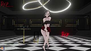 In a dress and physics blender render, some sexy mmdr18 dance