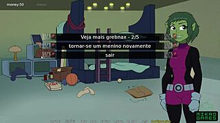 Teen titans anime: hot scene beast boy and Starfire