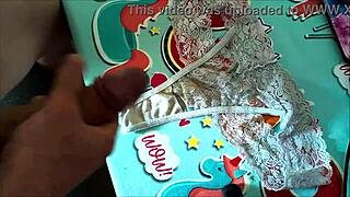 Sexual foreplay with oiled bragas and a dirty ending