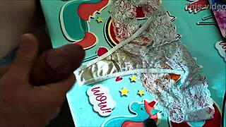 Sexual foreplay with oiled bragas and a dirty ending