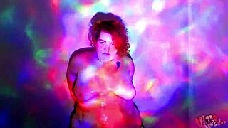 While, chubby goddess does the oil massage and dance striptease