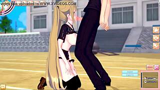 Full frontal 3D animated horny blonde Hentai JK Eleanor Oricara in erotic scenes