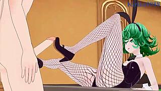 Tatsumaki and Fubuki in steamy bunny girl threesome with huge breasts