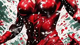 Horny wicked-stepmother MILF comes to the rescue dressed in only a Santa outfit and Christmas-bras with big round derriere in comical video ad