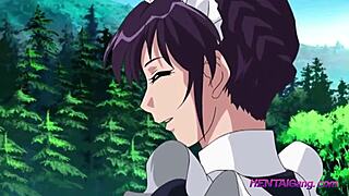Hot anime porn with a village boy and a sexy maid in doggy style and other hot scenes