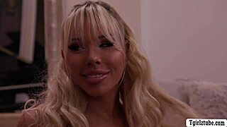 Beautiful shemale with big dick, hot scene with a couple
