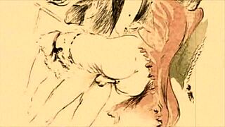 Erotic illustrations from the past with anime hairy and hentai themes