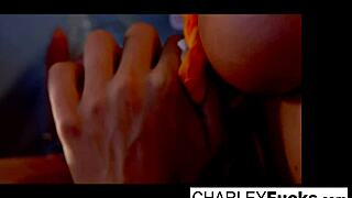 Charlie and Capri enjoy hot lesbian action on a wet set