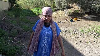 Horny Turkish wife has sex with American soldier outdoors