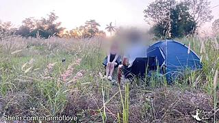 Beautiful girlfriend’s amazing performance on a camping trip