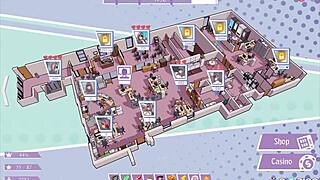 Tsundere milf in hentai game gives sneaky titjob under desk