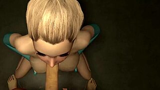 3D Hentai: Busty Blonde Sucks Huge Cock in Deepthroat POV