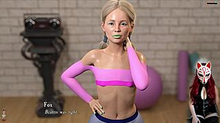 Big tits bounce during rough sex in animated fitness video