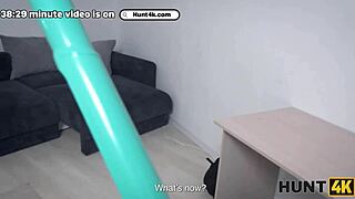 Russian lesbo slut caught and fucked by her landlord