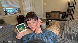 Step sis and step bro recreate their step parents' intimate photos, teasingly.