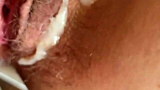 check out this hairy pussy getting fucked in slow motion closeup.